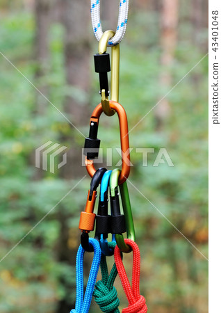 Carabiner climbing close-up. 43401048