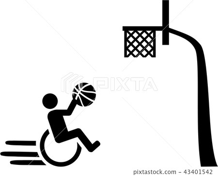 Wheelchair basketball with basket pictogram Wheelchair basketball with basket pictogram 43401542