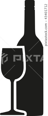 Wine bottle with glass - Stock Illustration [43401712] - PIXTA