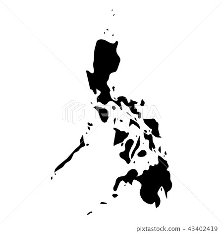 Philippines - solid black silhouette map of country area. Simple flat vector illustration 43402419