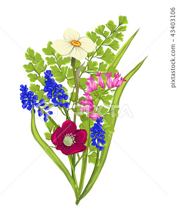 Bouquet of spring flowers. Colorful realistic vector illustration Bouquet of spring flowers. Colorful realistic vector illustration 43403106