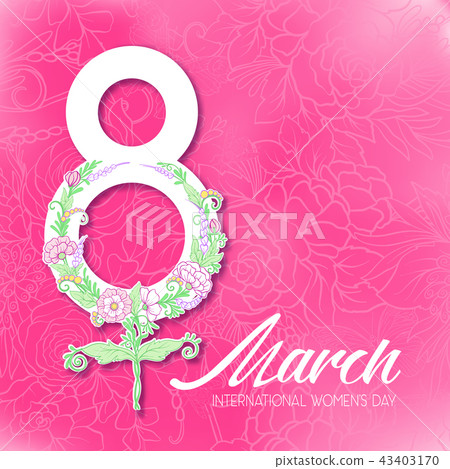 Feminism sign with flowers. 8 March International Women's day. Feminism sign with flowers. 8 March International Women's day. 43403170