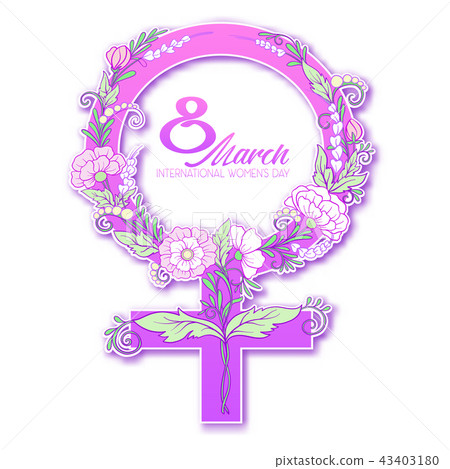 Feminism sign with flowers. 8 March International Women's day. 43403180
