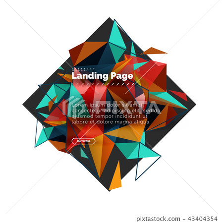 Triangular design abstract background, landing page. Low poly style colorful triangles on white Triangular design abstract background, landing page. Low poly style colorful triangles on white 43404354