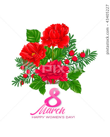 Bouquet of spring flowers for 8 March. Colorful realistic vector illustration Bouquet of spring flowers for 8 March. Colorful realistic vector illustration 43405227