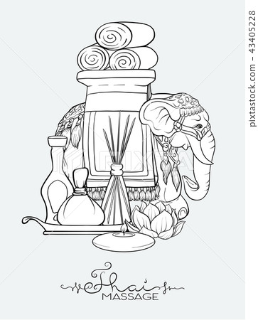 A set of items for Thai massage. Stock vector illustration. A set of items for Thai massage. Stock vector illustration. 43405228
