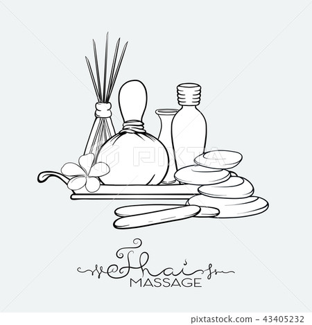 A set of items for Thai massage. Stock vector illustration. 43405232