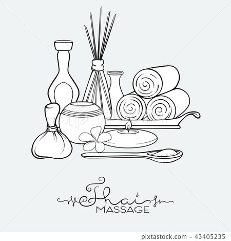 A set of items for Thai massage. Stock vector illustration. A set of items for Thai massage. Stock vector illustration. 43405235
