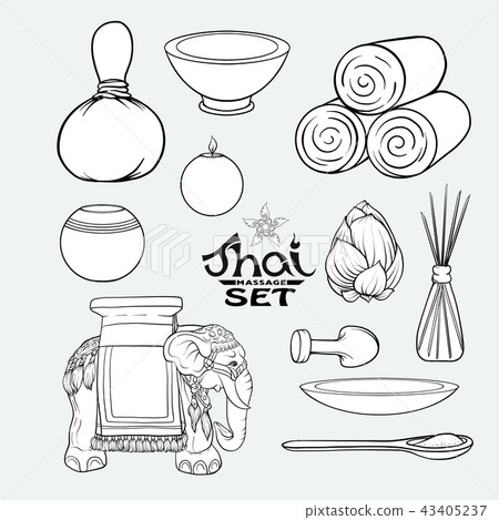 A set of items for Thai massage. Stock vector illustration. 43405237