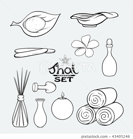 A set of items for Thai massage. Stock vector illustration. A set of items for Thai massage. Stock vector illustration. 43405246
