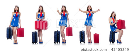 Woman with suitacases preparing for summer vacation 43405249