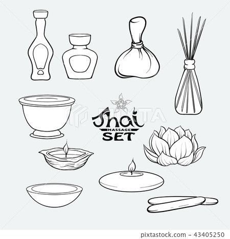 A set of items for Thai massage. Stock vector illustration. A set of items for Thai massage. Stock vector illustration. 43405250