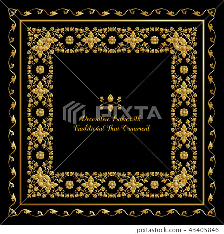 Set of frames with gold decorative elements of traditional Thai Set of frames with gold decorative elements of traditional Thai 43405846