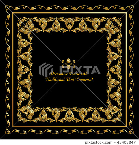 Set of frames with gold decorative elements of traditional Thai  43405847