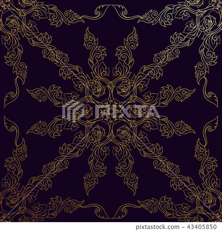 Seamless pattern, background of gold decorative elements of trad 43405850