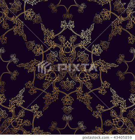 Seamless pattern, background of gold decorative elements of trad 43405859
