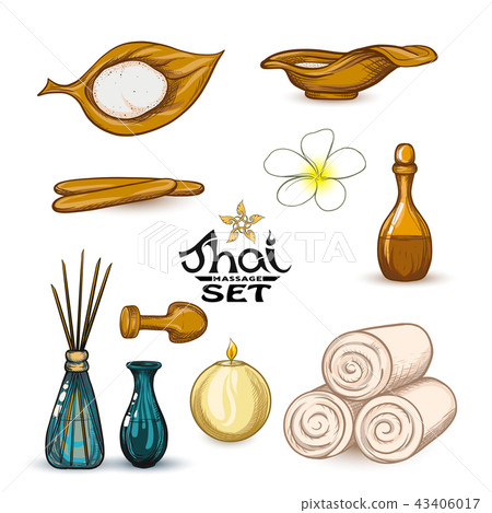 A set of items for Thai massage. Stock vector illustration. A set of items for Thai massage. Stock vector illustration. 43406017