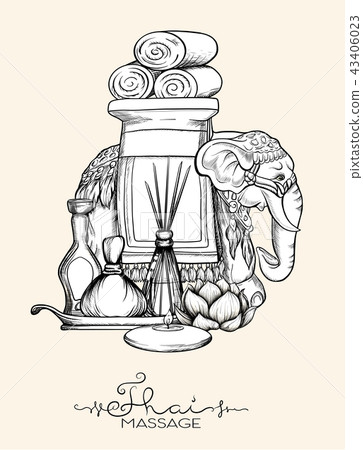 A set of items for Thai massage. Stock vector illustration. A set of items for Thai massage. Stock vector illustration. 43406023
