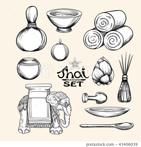 A set of items for Thai massage. Stock vector illustration. A set of items for Thai massage. Stock vector illustration. 43406039