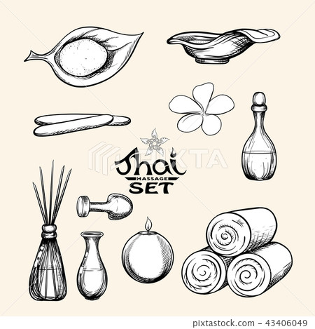 A set of items for Thai massage. Stock vector illustration. 43406049