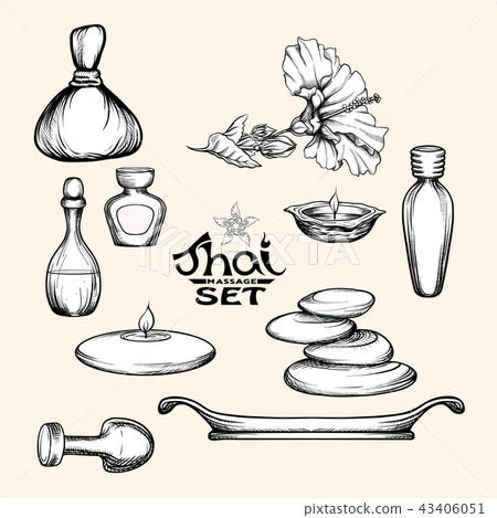 A set of items for Thai massage. Stock vector illustration. A set of items for Thai massage. Stock vector illustration. 43406051