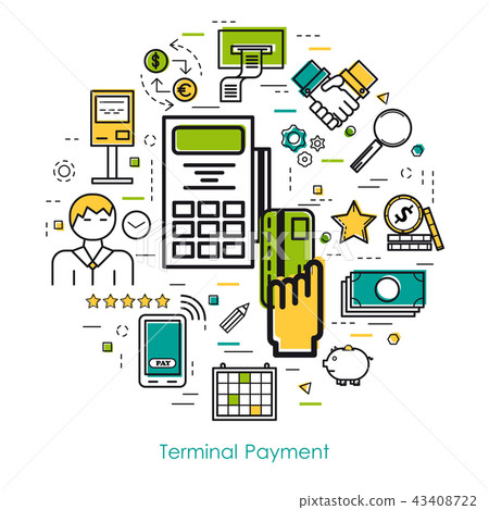 Line Art concept - Terminal Payment Line Art concept - Terminal Payment 43408722