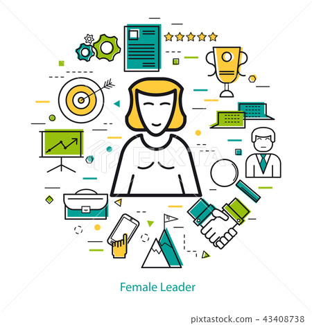 Line Art Concept - Female Business Leader Line Art Concept - Female Business Leader 43408738