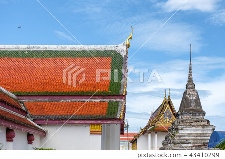 Pagoda with church and blue sky 43410299
