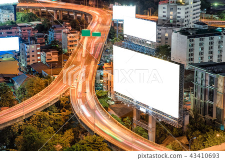 Blank large billboards with traffic Blank large billboards with traffic 43410693