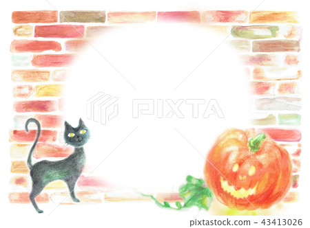 Halloween frame black cat lantern Halloween frame black cat lantern 43413026