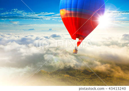 Beautiful balloons in the sky at sunset, Bali 43413240