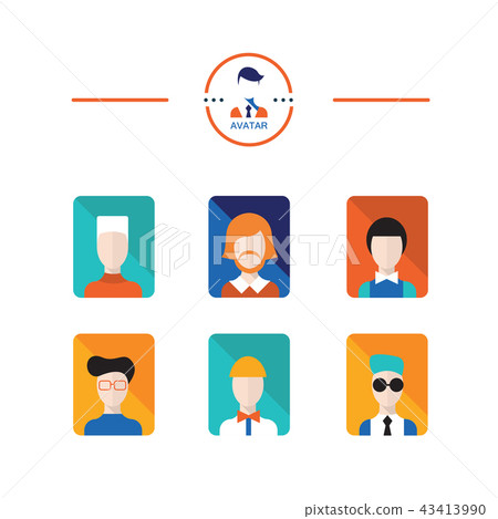 Set of avatar flat design icons. Young man and... - Stock Illustration ...