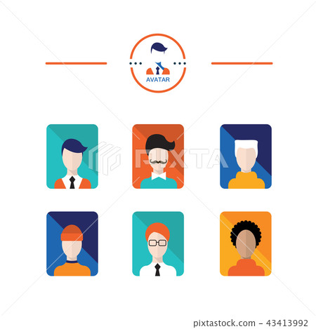 Set of avatar flat design icons. Young man and... - Stock Illustration ...