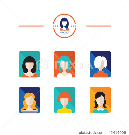 Set of avatar flat design icons. Woman and girl... - Stock Illustration ...