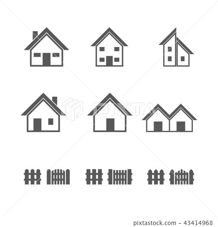 Houses and Fence icons set. Vector illustration Houses and Fence icons set. Vector illustration 43414968