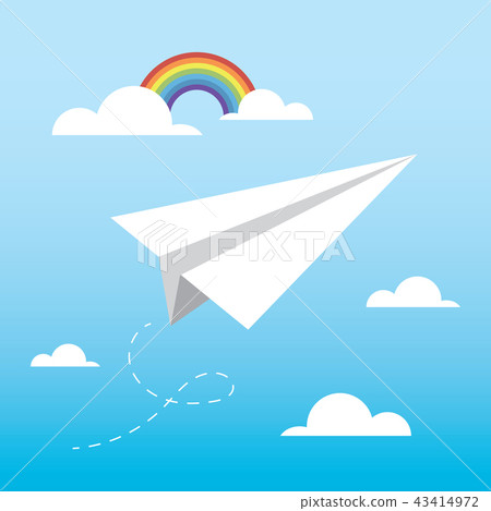 Paper Plane with Cloud and Rainbow. Paper Plane with Cloud and Rainbow. 43414972