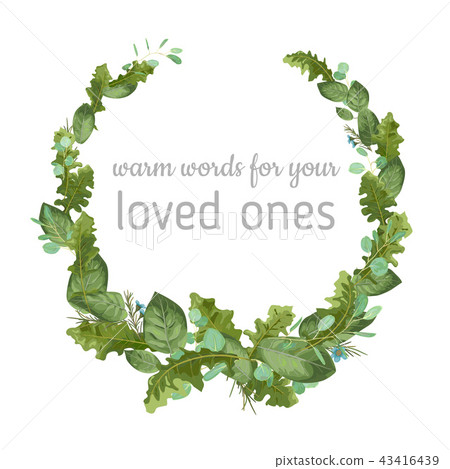 Foliage vector watercolor pattern wreath frame - Stock Illustration ...