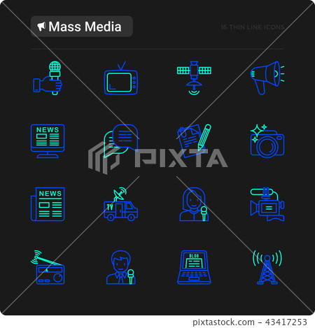 Mass media thin line icons set Mass media thin line icons set 43417253