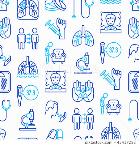 Tuberculosis seamless pattern with thin line icons Tuberculosis seamless pattern with thin line icons 43417258