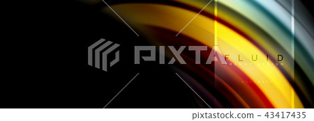 Fluid colors abstract background colorful poster, twisted liquid design on black, colorful marble or 43417435