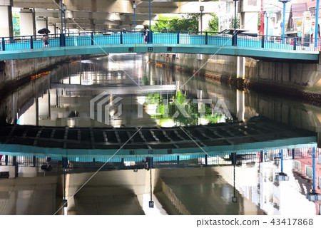 View with bridge of Motomachi Capital Expressway lower canal 43417868