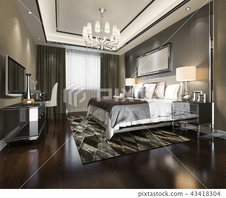 beautiful luxury bedroom suite in hotel with tv 43418304