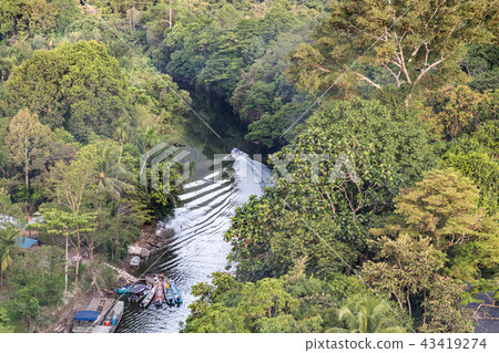 Aerial view jungle surrounding Merlinau river Aerial view jungle surrounding Merlinau river 43419274
