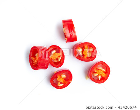 Top view chili pepper Isolated on white background 43420674