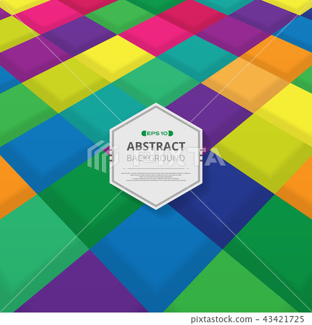 Perspective of colorful square pattern with shadow 43421725
