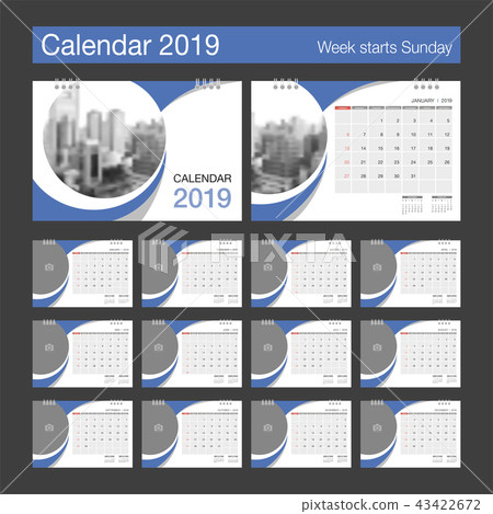 2019 Calendar. Desk Calendar modern design. 43422672