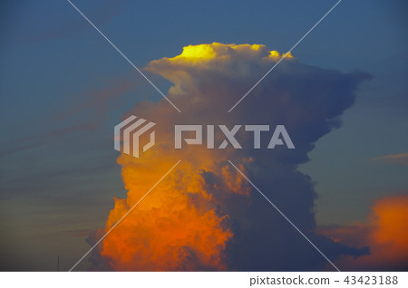 落日照亮的明亮的橙色雲彩 43423188