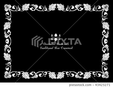 Frame with decorative elements of traditional Thai ornament. Frame with decorative elements of traditional Thai ornament. 43423271