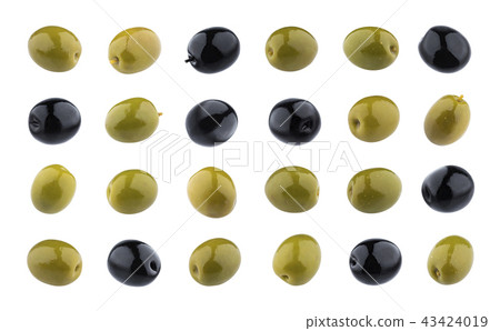 Black and green olives isolated on white background 43424019