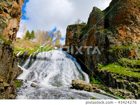 Panorama Jermuk waterfall on Arpa river, Armenia Panorama Jermuk waterfall on Arpa river, Armenia 43424276